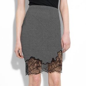 NWOT Robert Rodriguez Pencil Skirt Gray Black Lace